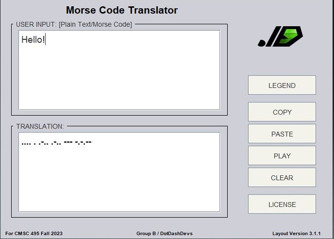 Screenshot of Morse Code Translator app